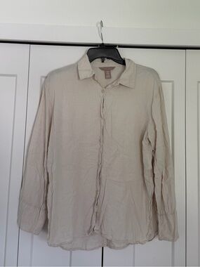 H&M Lightweight Cream Button-Up Shirt